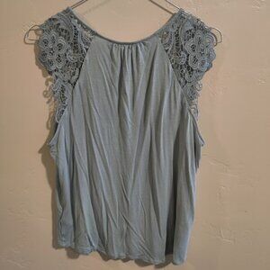 H&M lacey shoulder tank top silvery blue size L